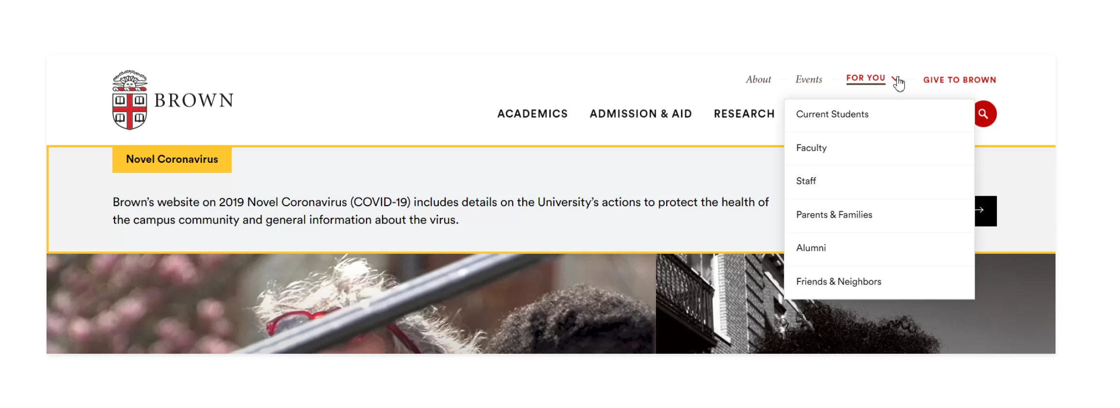 Brown University website