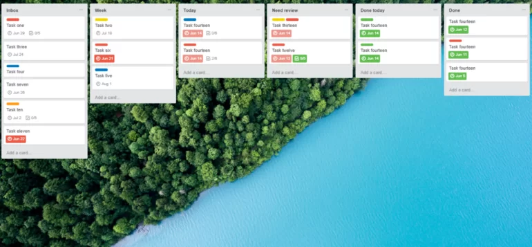 Example of how a Trello board can look like