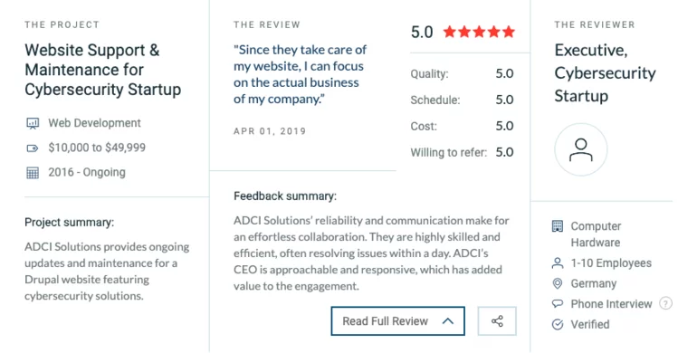 ADCI Solutions Clients Reviews